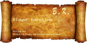 Blayer Karolina névjegykártya